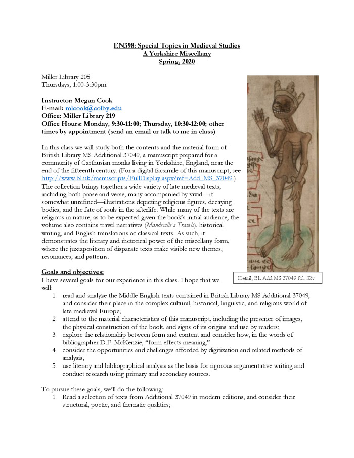 Syllabus: A Yorkshire Miscellany